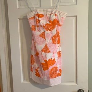 COPY - Lilly Pulitzer Size 6 pink orange strapless dress